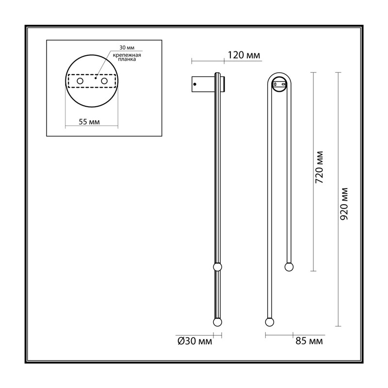 6633/18WL HIGHTECH ODL24 285 металл/черный/акрил Настенный светильник IP20 LED 18W 3000K 220V MEMFI 2