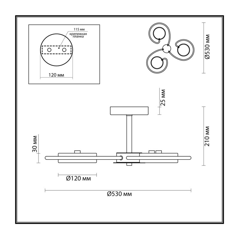 5657/36CL LEDIO LN23 000 белый Люстра потолочная LED 36W  3000/4000/6000К 220V EVIN