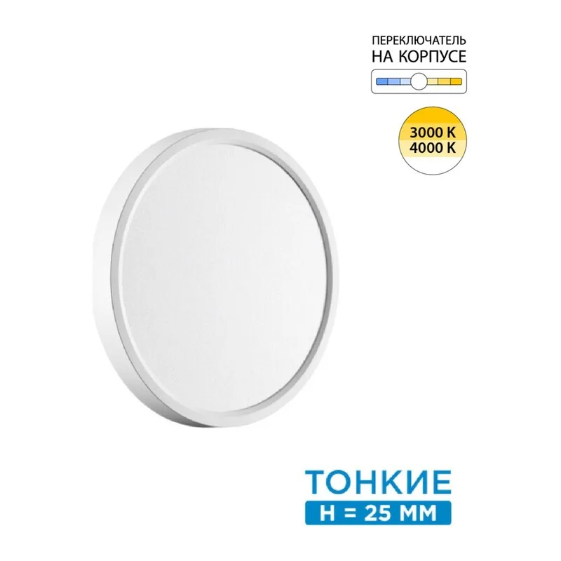7659/18L MITRA LED SN 551 Светильник пластик/белый LED 18Вт 3000/4000K D230 IP40 ALFA WHITE
