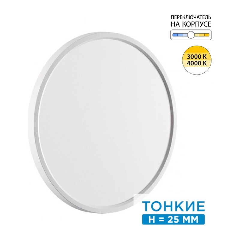 7659/32L MITRA LED SN 551 Светильник пластик/белый LED 32Вт 3000/4000K D400 IP40 ALFA WHITE