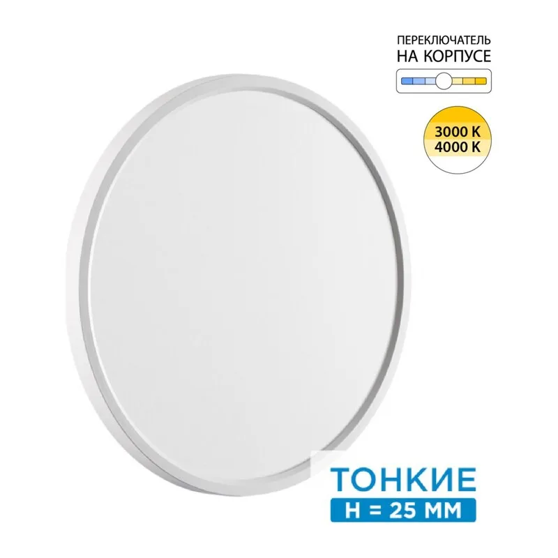 7659/32L MITRA LED SN 551 Светильник пластик/белый LED 32Вт 3000/4000K D400 IP40 ALFA WHITE