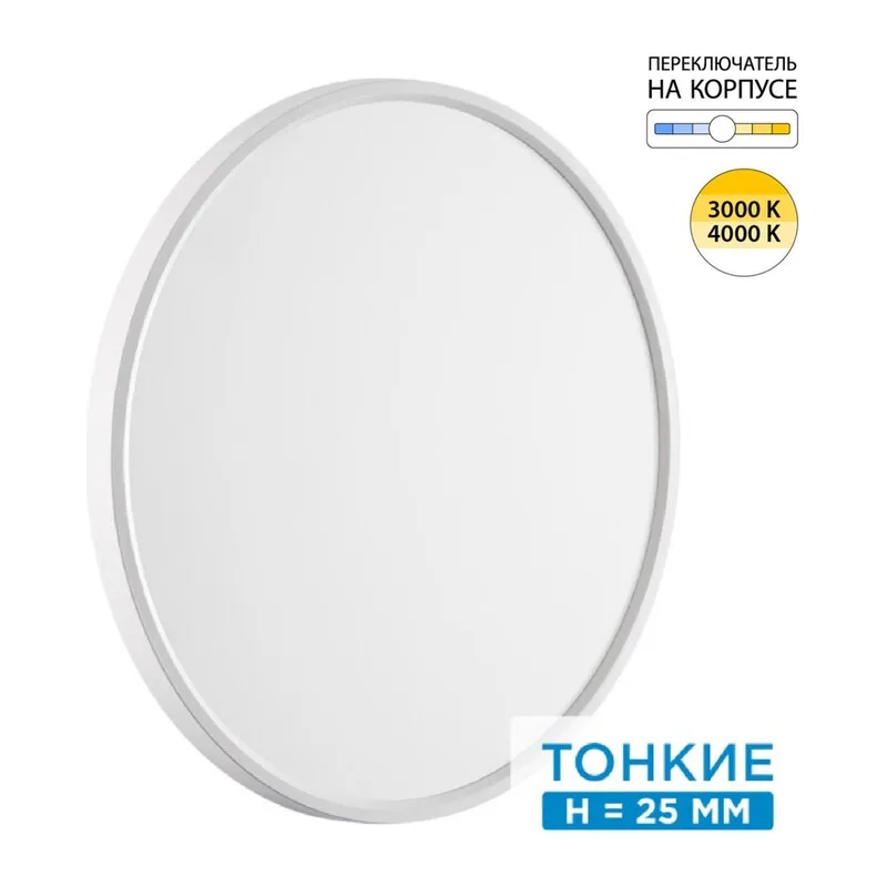 7659/40L MITRA LED SN 551 Светильник пластик/белый LED 40Вт 3000/4000K D495 IP40 ALFA WHITE