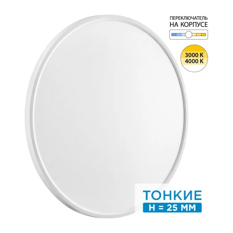 7659/48L MITRA LED SN 551 Светильник пластик/белый LED 48Вт 3000/4000K D600 IP40 ALFA WHITE