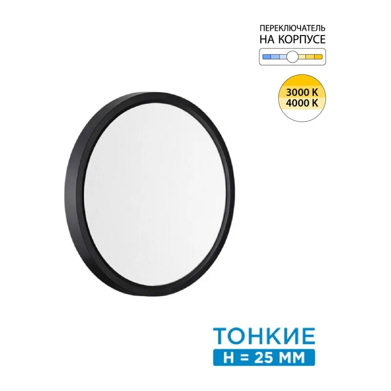 7660/18L MITRA LED SN 554 Светильник пластик/белый/черный LED 18Вт 3000/4000K D230 IP40 ALFA BLACK