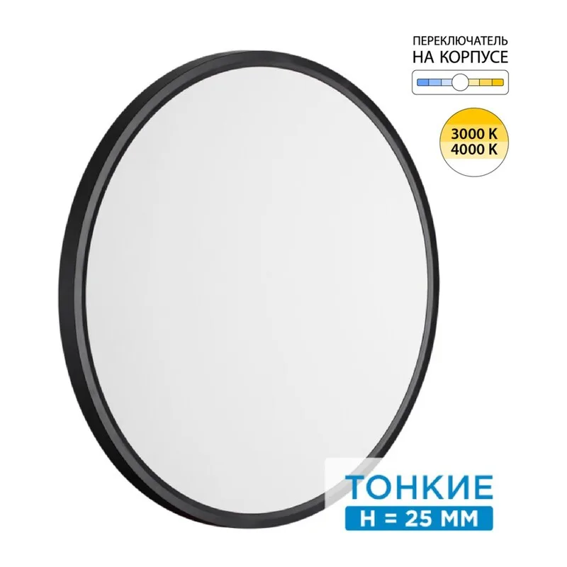 7660/40L MITRA LED SN 554 Светильник пластик/белый/черный LED 40Вт 3000/4000K D495 IP40 ALFA BLACK
