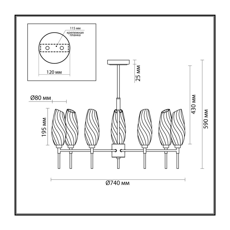 6519/7C MODERNI LN23 000 хром Люстра потолочная G9 7*40W 220V SHIVON