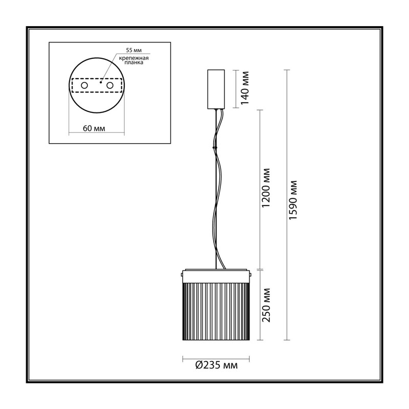 5047/20L L-VISION ODL24 000 черный/светл.янтарный/металл/стекло Подвес LED 20W 4000К 2238Лм PILLARI 3