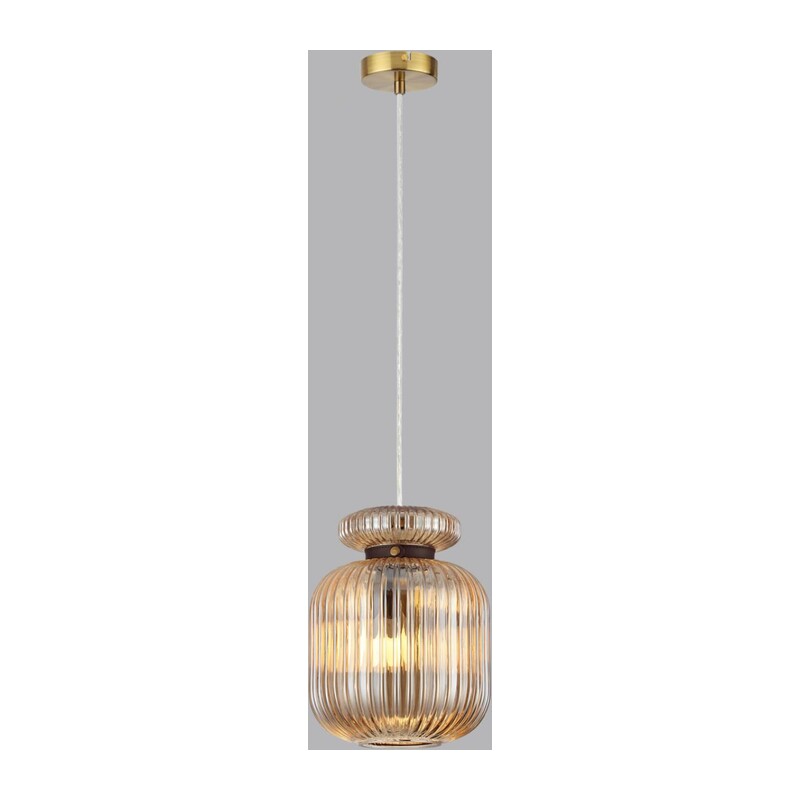 5042/1A PENDANT ODL24 373 античн.бронза/янтарный/металл/стекло/эко.кожа Подвес E27 1*60W JUGI 3