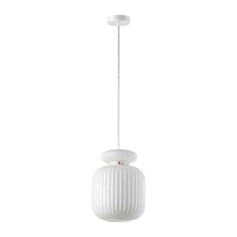 5042/1C PENDANT ODL24 373 белый/белый/металл/стекло/эко.кожа Подвес E27 1*60W JUGI