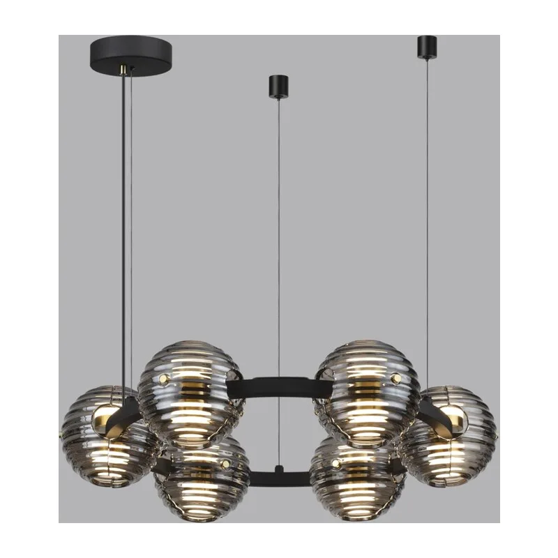 5041/60L L-VISION ODL24 000 черн./золото/дымчатый/металл/стеко Люстра LED 60W 4000К 1526Лм TRONI 3