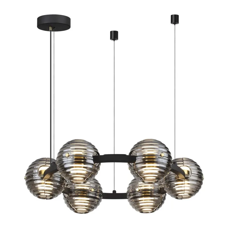 5041/60L L-VISION ODL24 000 черн./золото/дымчатый/металл/стеко Люстра LED 60W 4000К 1526Лм TRONI