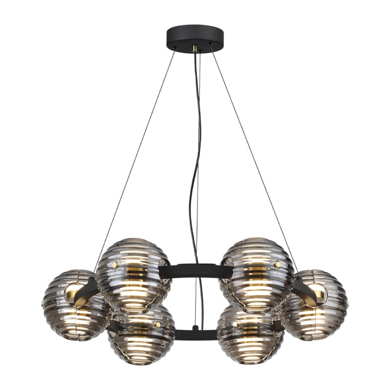5041/60L L-VISION ODL24 000 черн./золото/дымчатый/металл/стеко Люстра LED 60W 4000К 1526Лм TRONI