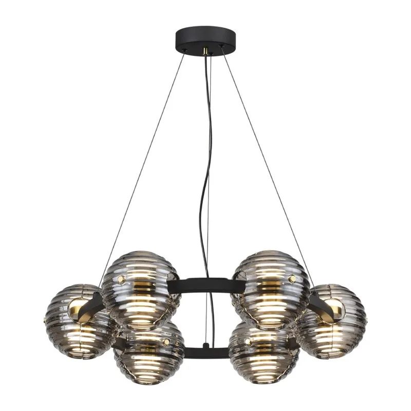 5041/60L L-VISION ODL24 000 черн./золото/дымчатый/металл/стеко Люстра LED 60W 4000К 1526Лм TRONI 2