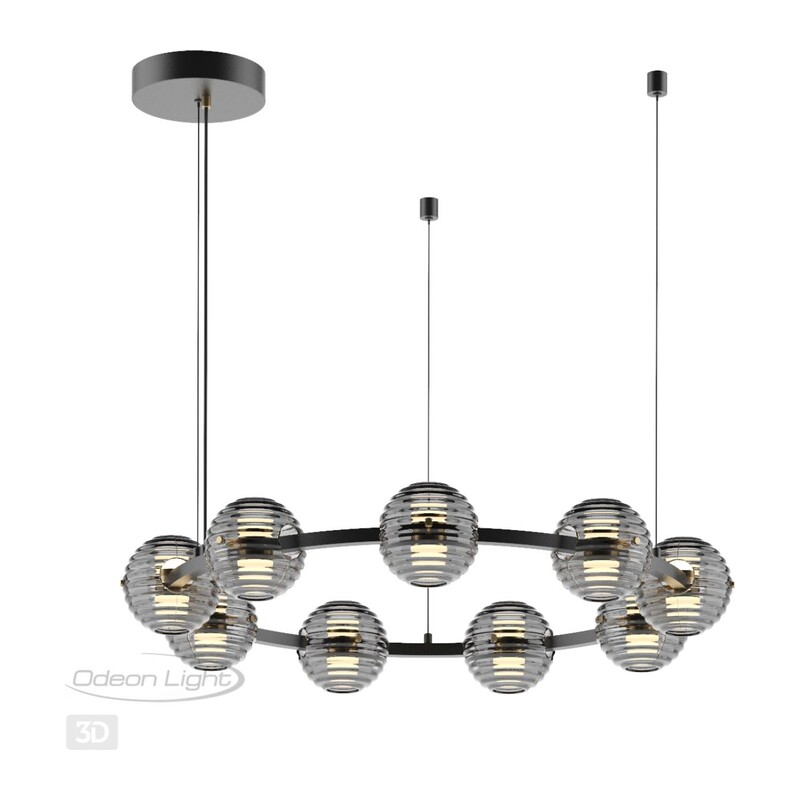 5041/90L L-VISION ODL24 533 черн./золото/дымчатый/металл/стеко Люстра LED 90W 4000К 7751Лм TRONI 2