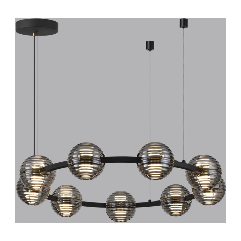 5041/90L L-VISION ODL24 533 черн./золото/дымчатый/металл/стеко Люстра LED 90W 4000К 7751Лм TRONI 4