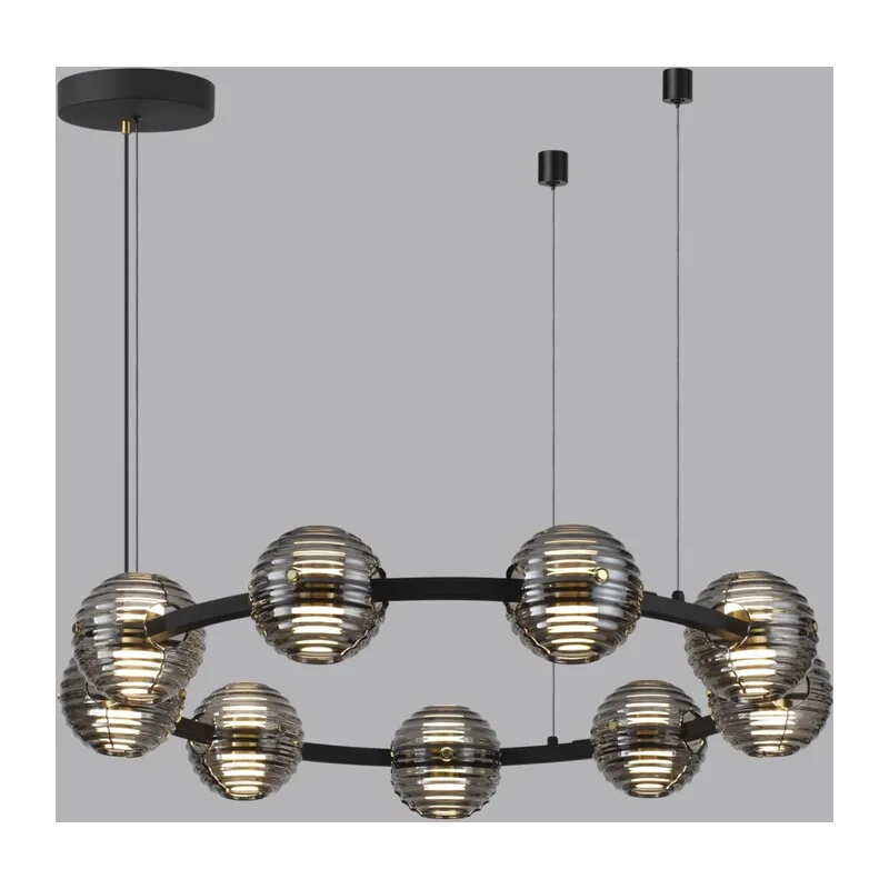 5041/90L L-VISION ODL24 533 черн./золото/дымчатый/металл/стеко Люстра LED 90W 4000К 7751Лм TRONI 3