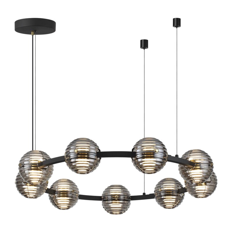 5041/90L L-VISION ODL24 533 черн./золото/дымчатый/металл/стеко Люстра LED 90W 4000К 7751Лм TRONI 5