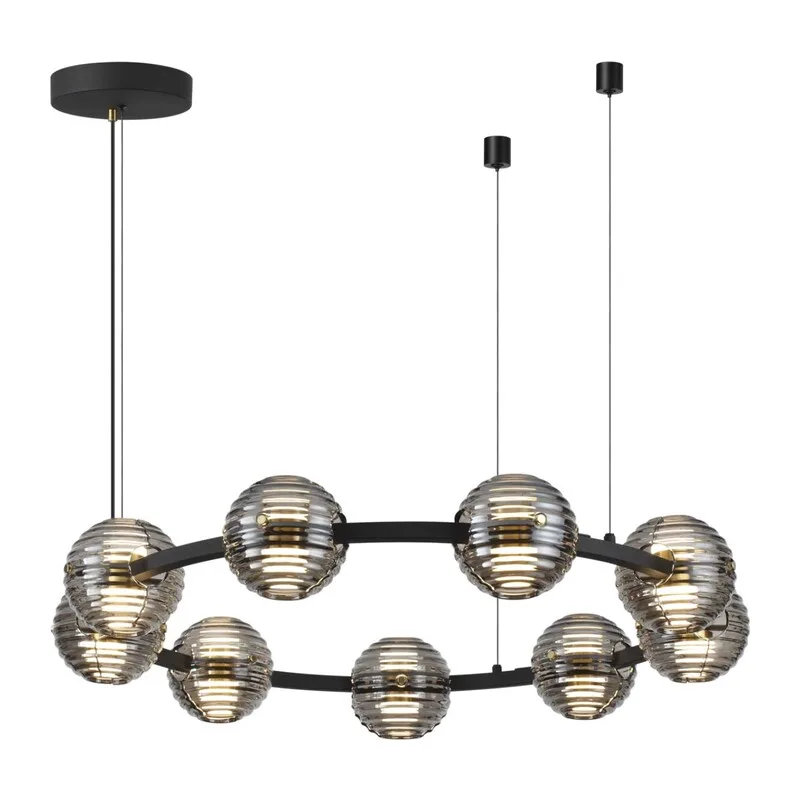 5041/90L L-VISION ODL24 533 черн./золото/дымчатый/металл/стеко Люстра LED 90W 4000К 7751Лм TRONI