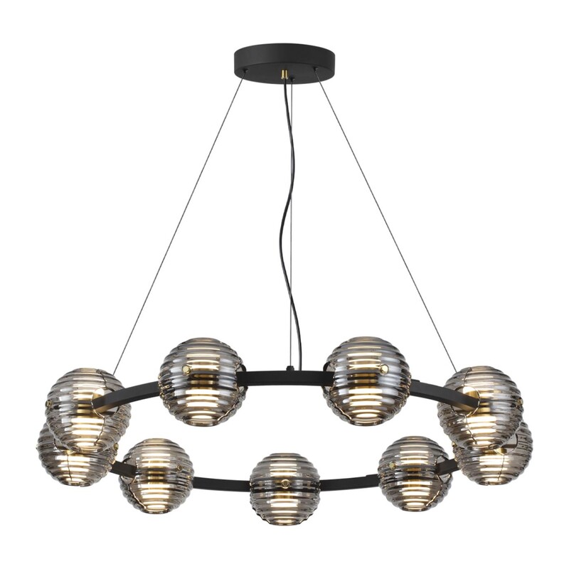 5041/90L L-VISION ODL24 533 черн./золото/дымчатый/металл/стеко Люстра LED 90W 4000К 7751Лм TRONI