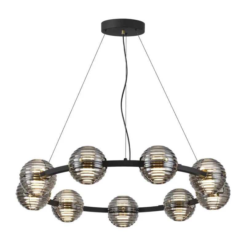 5041/90L L-VISION ODL24 533 черн./золото/дымчатый/металл/стеко Люстра LED 90W 4000К 7751Лм TRONI 2