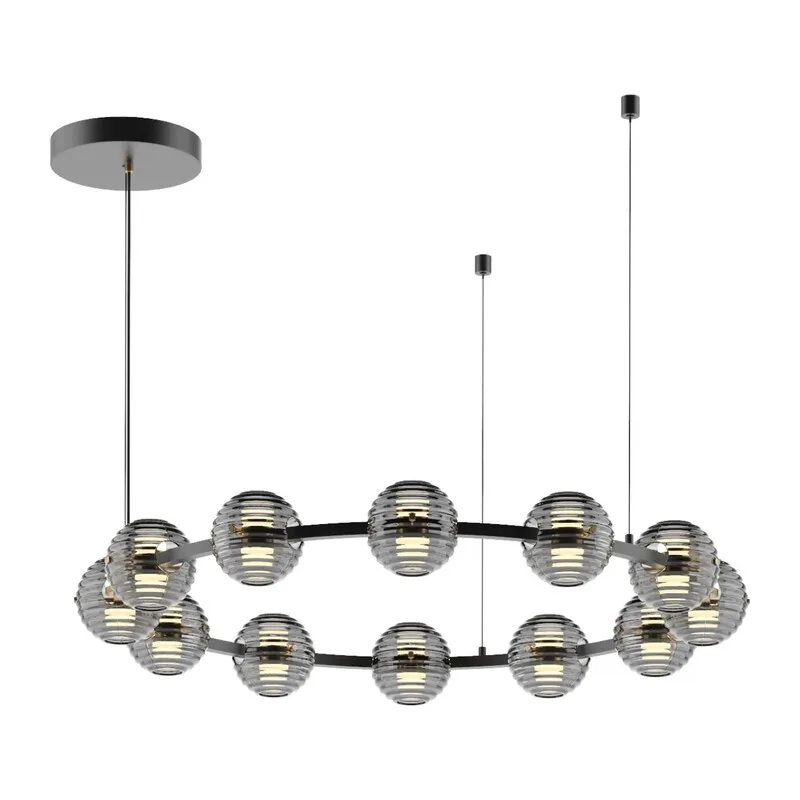 5041/120L L-VISION ODL24 533 черн./золото/дымчатый/металл/стеко Люстра LED 120W 4000К 9364Лм TRONI 4