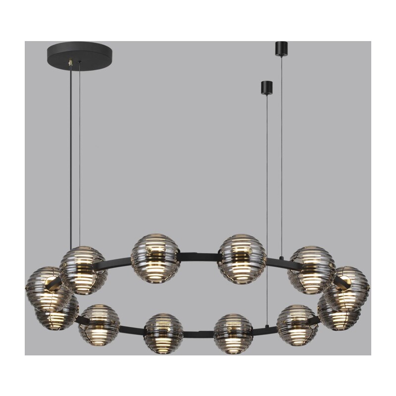 5041/120L L-VISION ODL24 533 черн./золото/дымчатый/металл/стеко Люстра LED 120W 4000К 9364Лм TRONI 4
