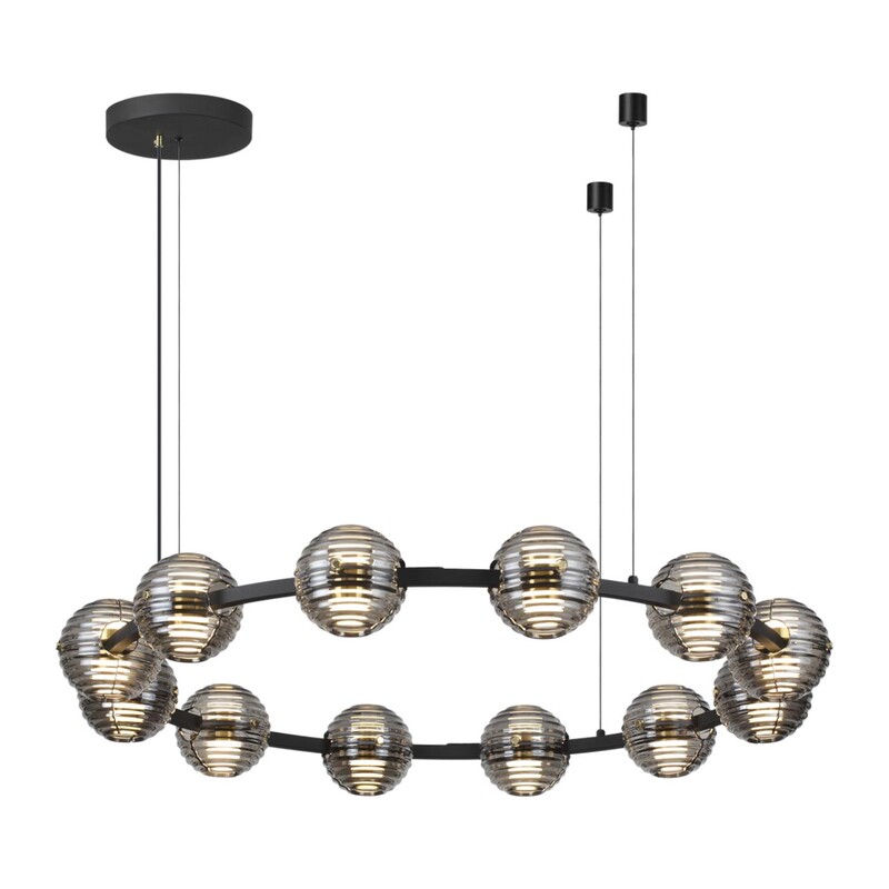 5041/120L L-VISION ODL24 533 черн./золото/дымчатый/металл/стеко Люстра LED 120W 4000К 9364Лм TRONI 5
