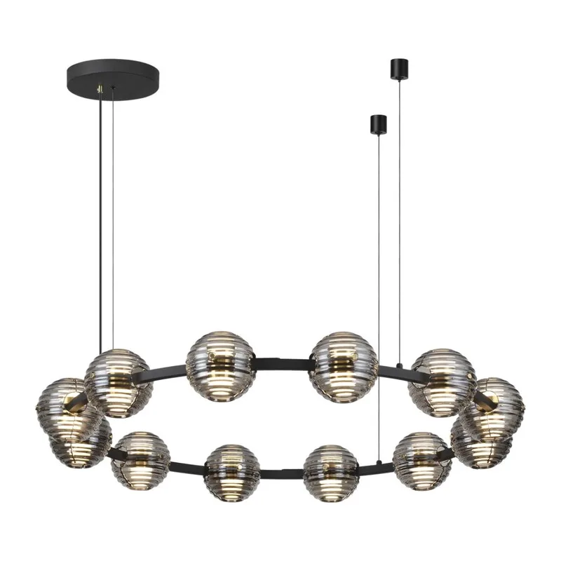 5041/120L L-VISION ODL24 533 черн./золото/дымчатый/металл/стеко Люстра LED 120W 4000К 9364Лм TRONI