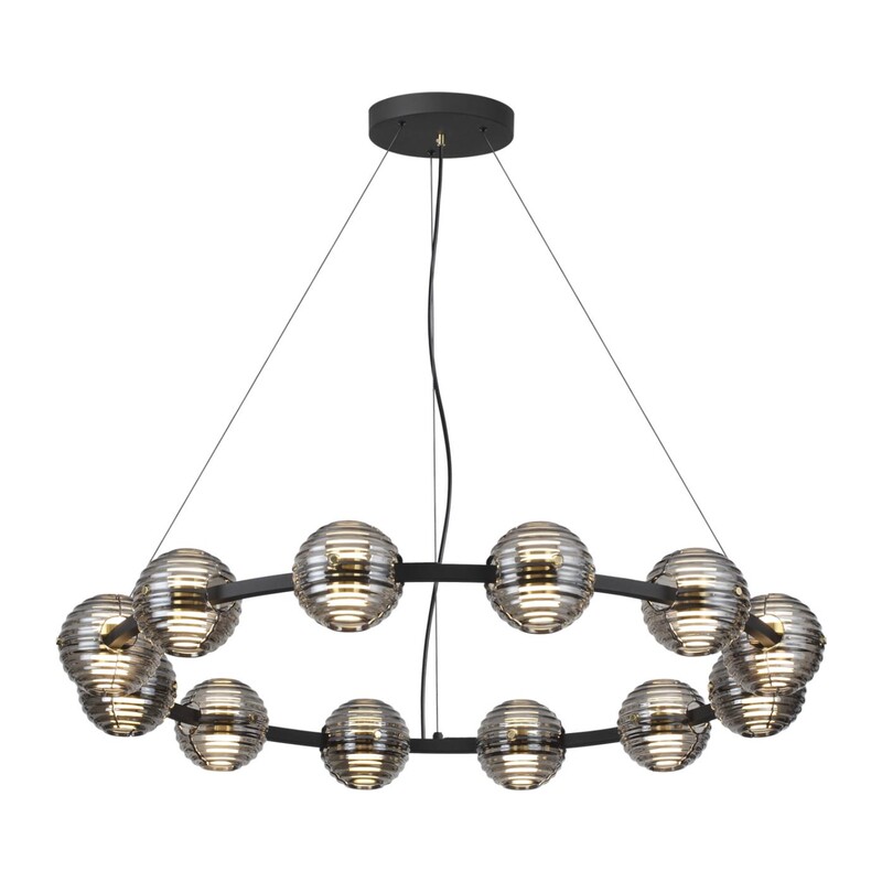 5041/120L L-VISION ODL24 533 черн./золото/дымчатый/металл/стеко Люстра LED 120W 4000К 9364Лм TRONI