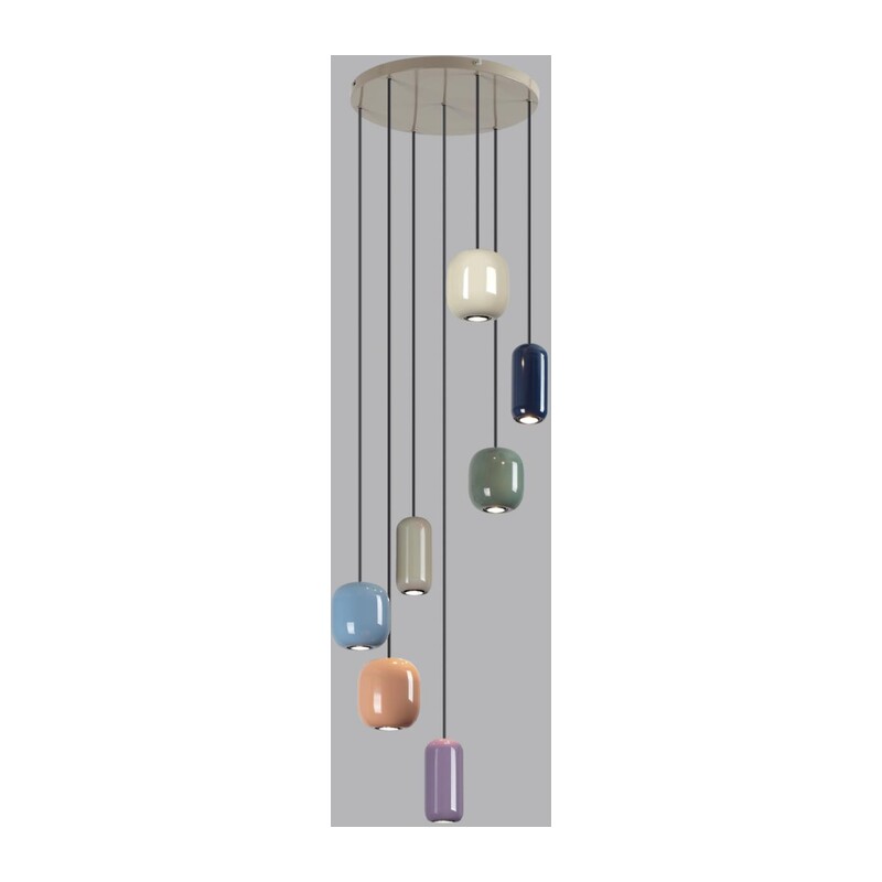 5053/7 PENDANT ODL24 000 цвет слонов.кости/мультиколор/металл Подвес GU10 LED 7*4W OVALI 3