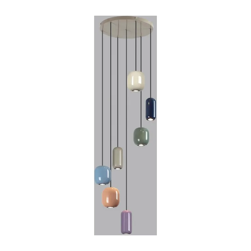 5053/7 PENDANT ODL24 000 цвет слонов.кости/мультиколор/металл Подвес GU10 LED 7*4W OVALI 2