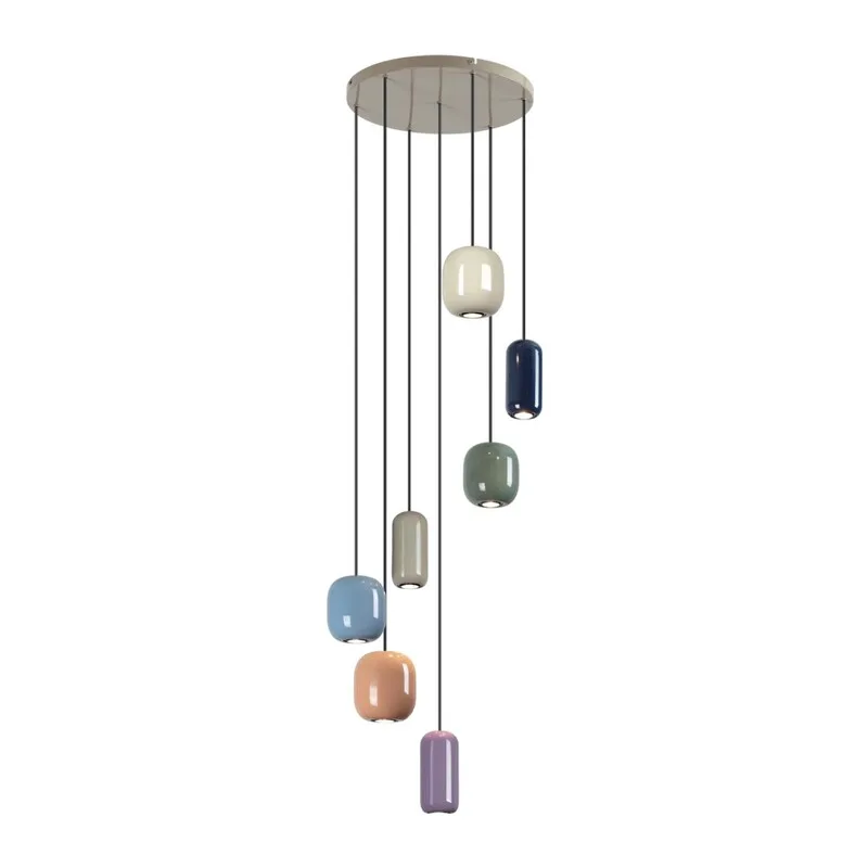 5053/7 PENDANT ODL24 000 цвет слонов.кости/мультиколор/металл Подвес GU10 LED 7*4W OVALI
