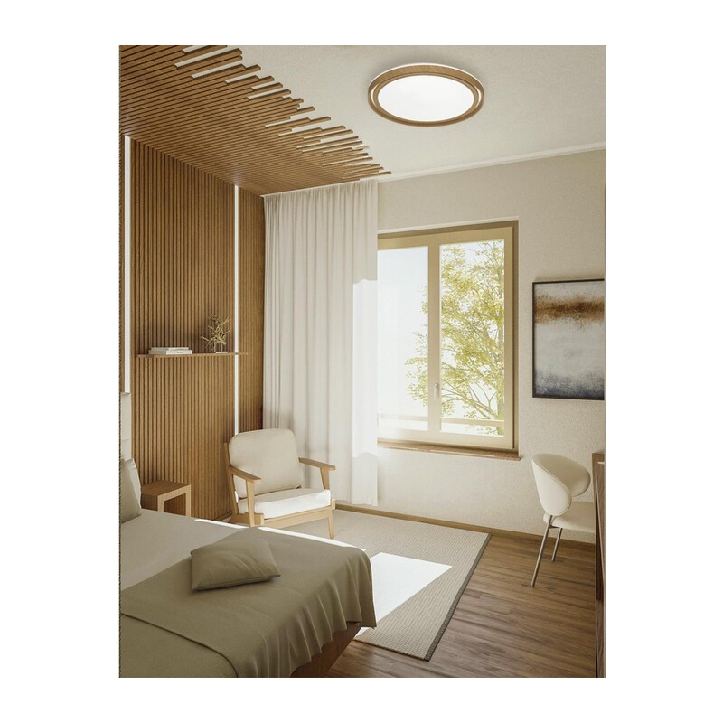 7640/DL BASICA SN 169 Светильник пластик/корич. под дер. LED 48Вт 4000K D390 IP43 RUX WOOD 6