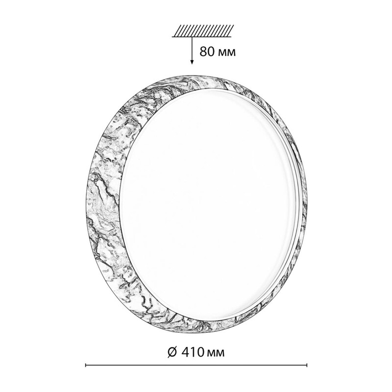 7638/DL COLOR SN 137 Светильник пластик/бел. мрамор LED 48Вт 4000K D410 IP43 MRAMO WHITE 2