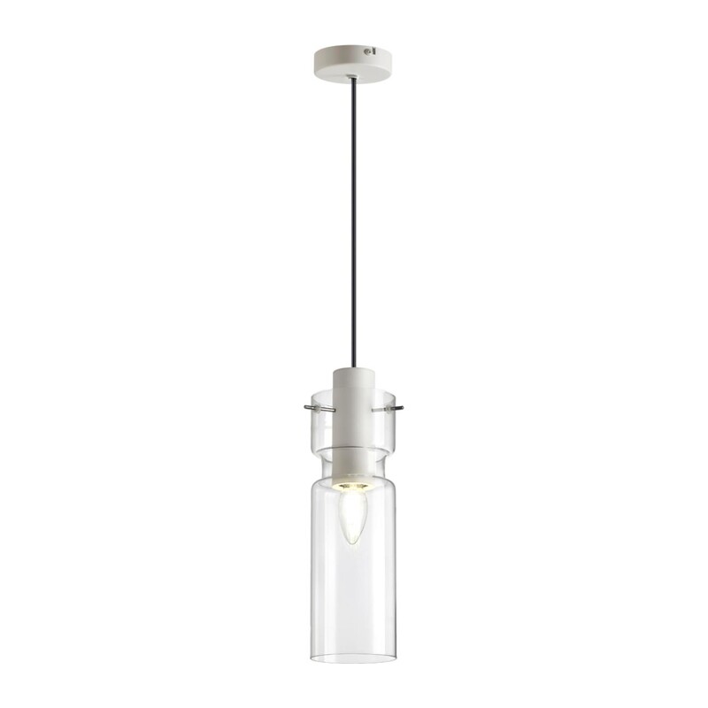 5057/1B PENDANT ODL24 385 белый/прозрачный/металл/стекло Подвес E27 1*40W SCROW