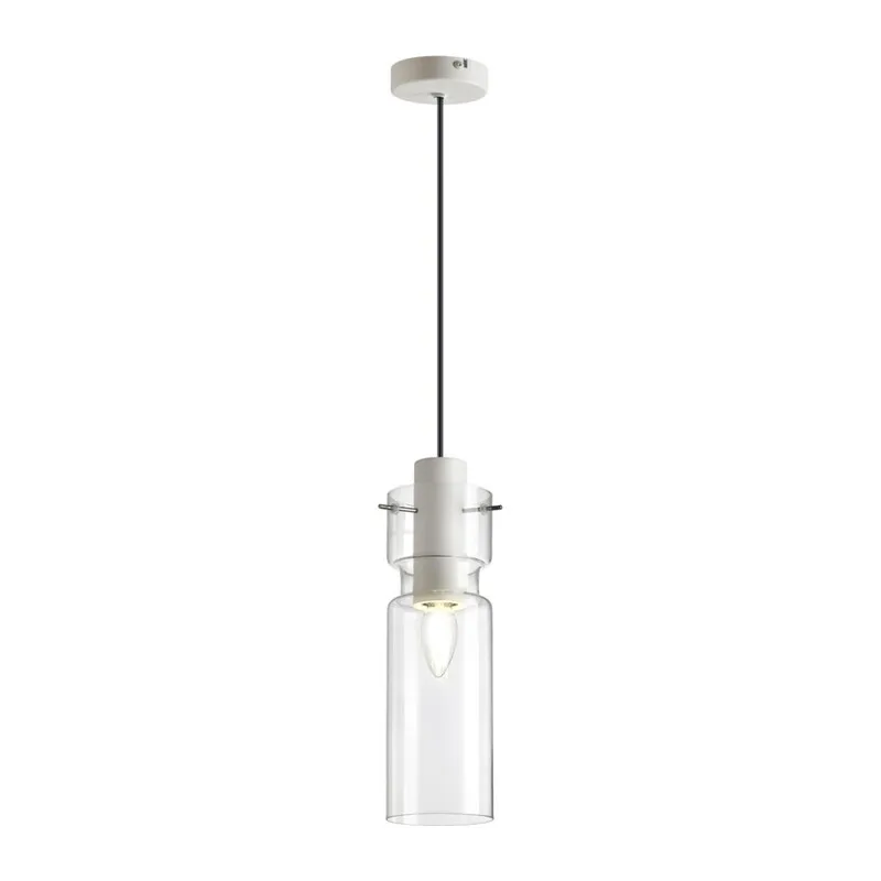 5057/1B PENDANT ODL24 385 белый/прозрачный/металл/стекло Подвес E27 1*40W SCROW