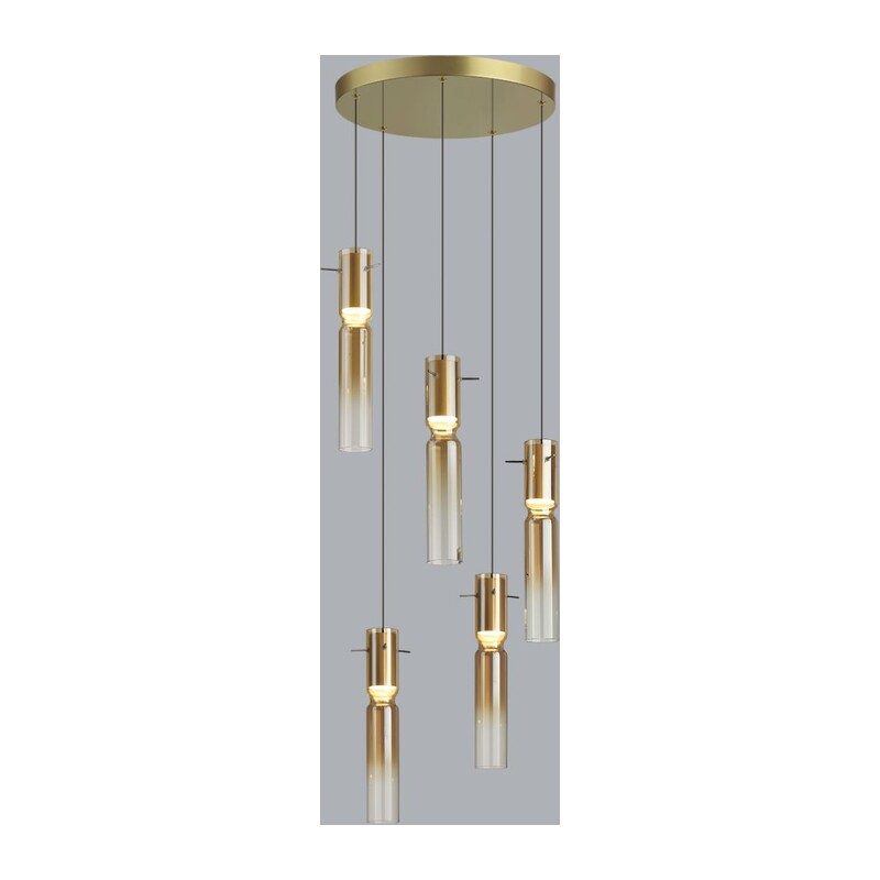 5058/25LA PENDANT ODL24 385 золотой/янтарный/металл/стекло Люстра каскадная LED 5*5W 3000K SCROW 3
