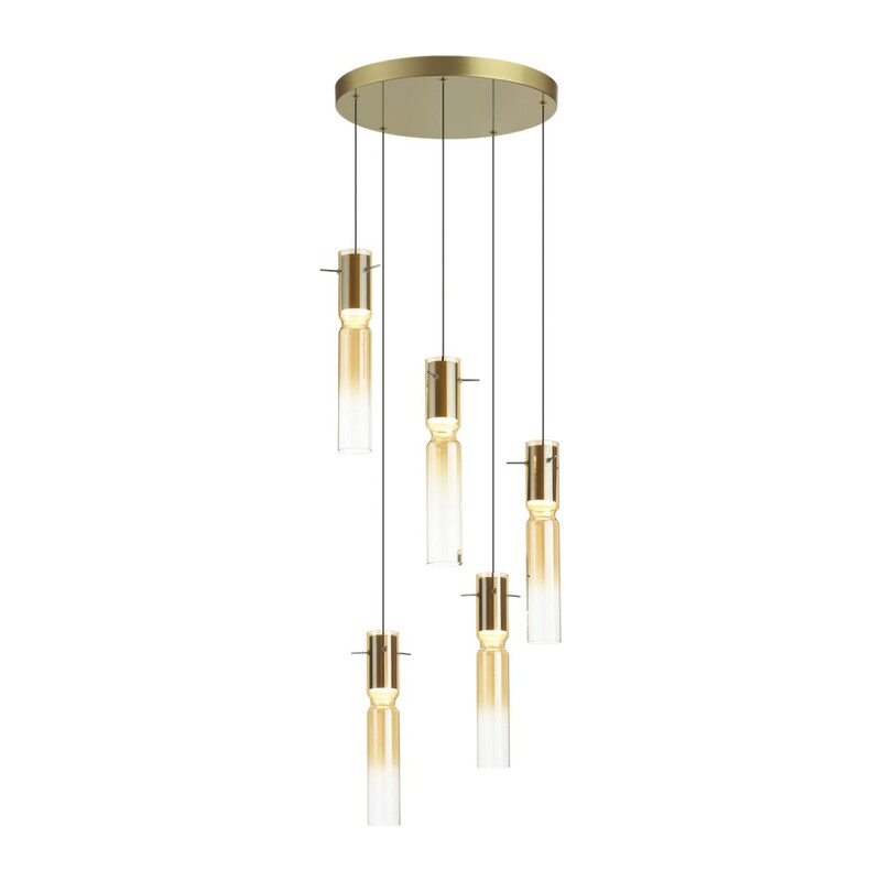 5058/25LA PENDANT ODL24 385 золотой/янтарный/металл/стекло Люстра каскадная LED 5*5W 3000K SCROW