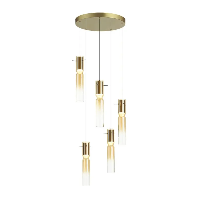 5058/25LA PENDANT ODL24 385 золотой/янтарный/металл/стекло Люстра каскадная LED 5*5W 3000K SCROW