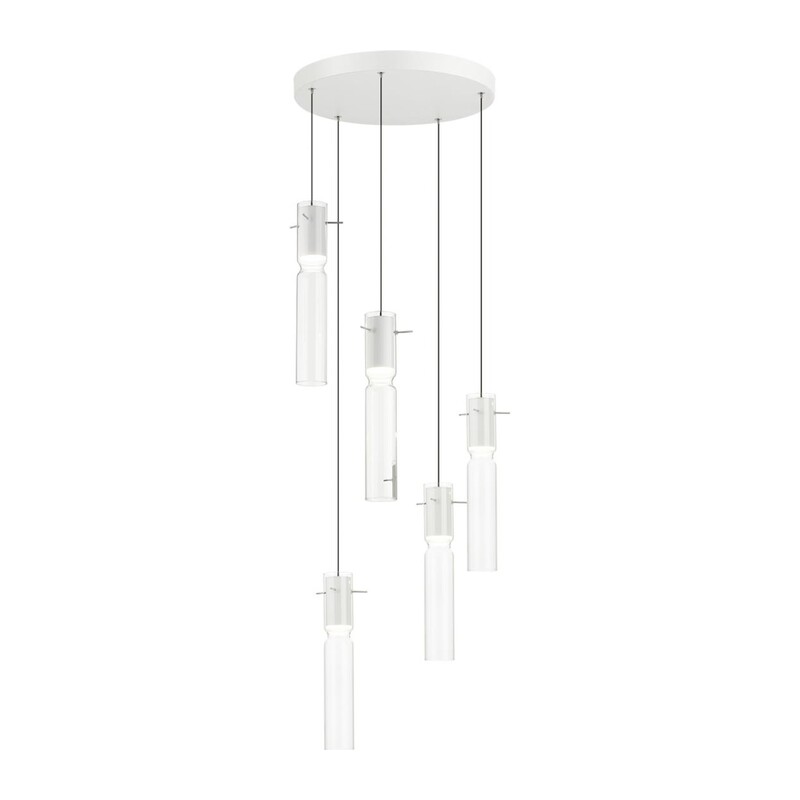 5058/25LB PENDANT ODL24 385 белый/прозрачный/металл/стекло Люстра каскадная LED 5*5W 3000K SCROW