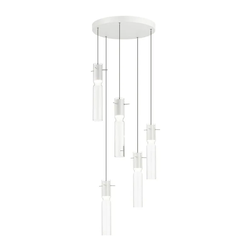 5058/25LB PENDANT ODL24 385 белый/прозрачный/металл/стекло Люстра каскадная LED 5*5W 3000K SCROW