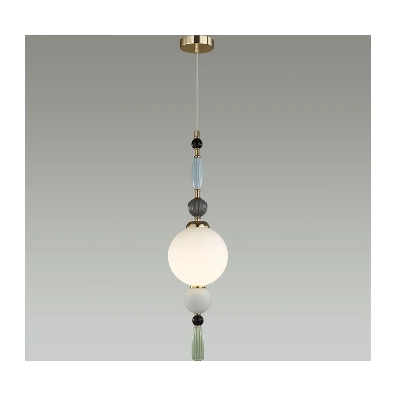 5405/1A MODERN ODL_EX24 125 золотой/голубой/зеленый/белый матов./металл/керамика/стекло Подвес E14 1*40W PALLE 2