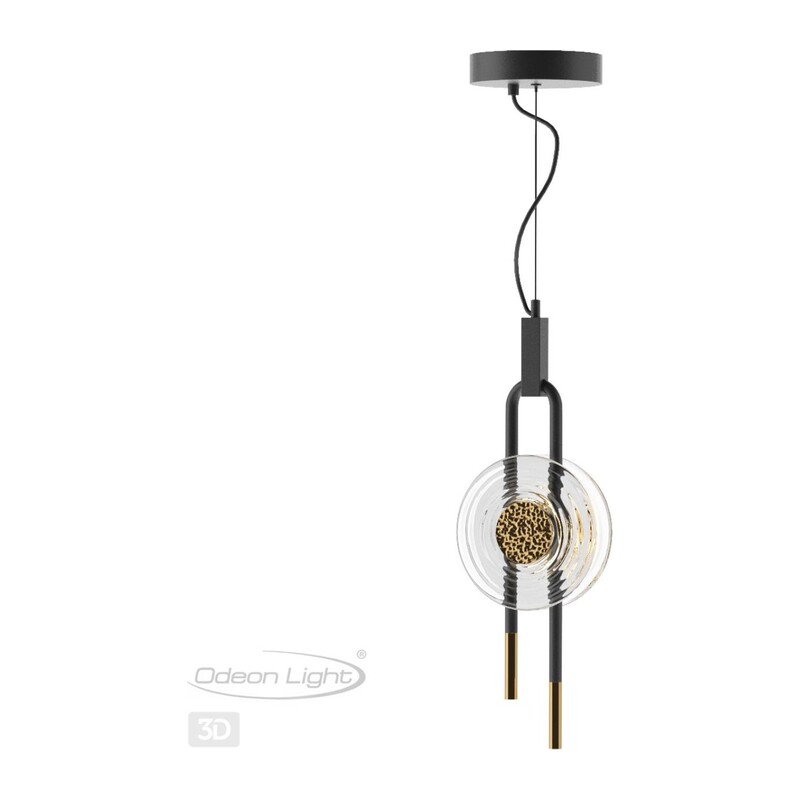 5407/12L MODERN ODL_EX24 101 черный/золотой/металл/стекло Подвес LED 12W 3000K 1005Лм MAGNET 2