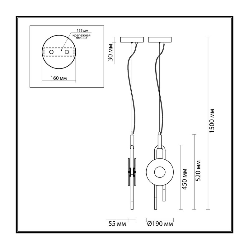 5407/12L MODERN ODL_EX24 101 черный/золотой/металл/стекло Подвес LED 12W 3000K 1005Лм MAGNET 3
