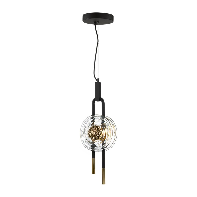 5407/12L MODERN ODL_EX24 101 черный/золотой/металл/стекло Подвес LED 12W 3000K 1005Лм MAGNET