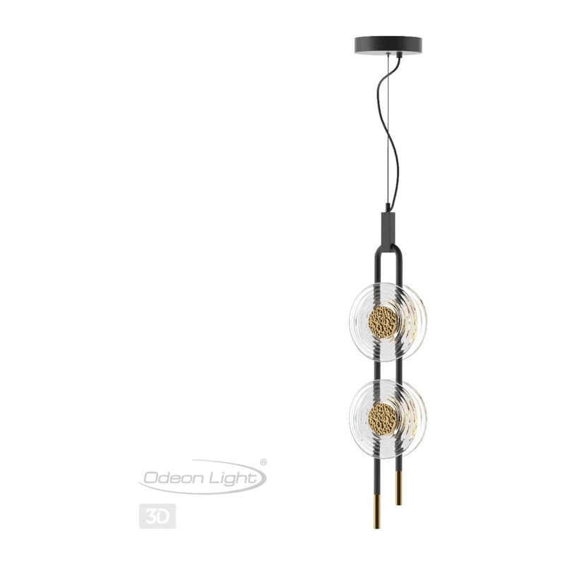 5407/23L MODERN ODL_EX24 101 черный/золотой/металл/стекло Подвес LED 23W 3000K 1940Лм MAGNET 2