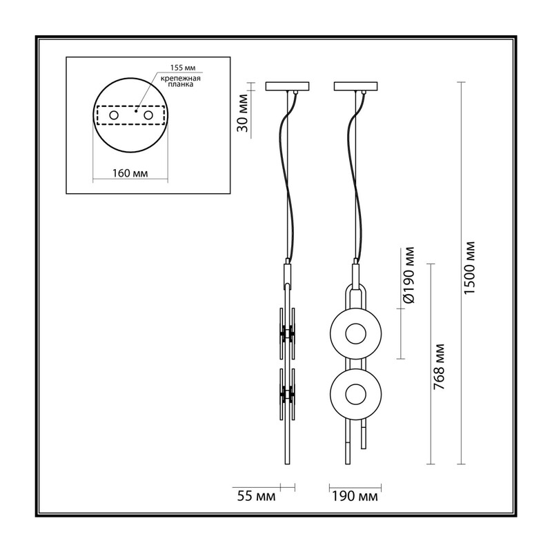 5407/23L MODERN ODL_EX24 101 черный/золотой/металл/стекло Подвес LED 23W 3000K 1940Лм MAGNET 3