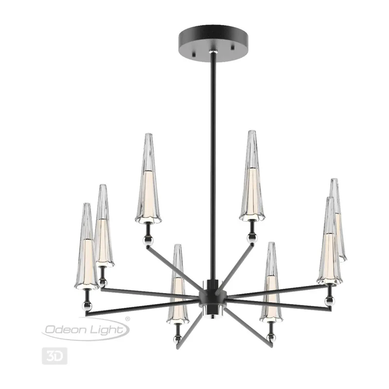 5429/39L MODERN ODL_EX24 000 черный матов./прозрачный/металл/стекло/акрил Люстра LED 39W 3000K 1330Лм FUNGO 3