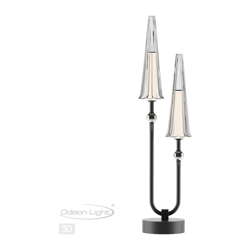 5429/10TL MODERN ODL_EX24 000 черный матов./прозрачный/металл/стекло/акрил Настольная лампа LED 10W 3000K 740Лм FUNGO 3