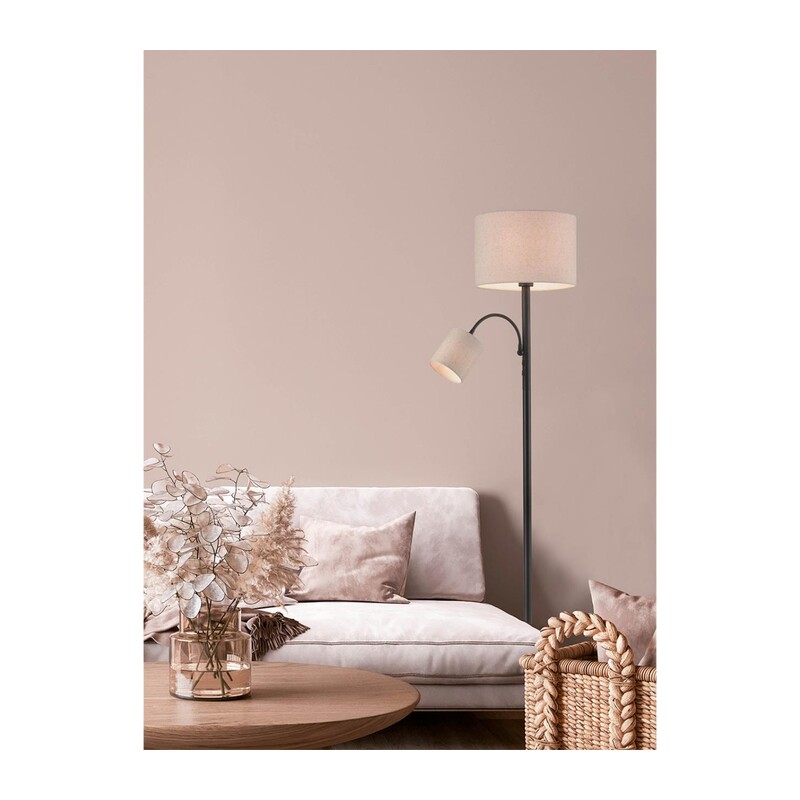 8042/2F MODERNI LN26 463 черный/бежевый, металл/текстиль Торшер Е27 1*60W + Е14 1*40W 220V KAYA 4